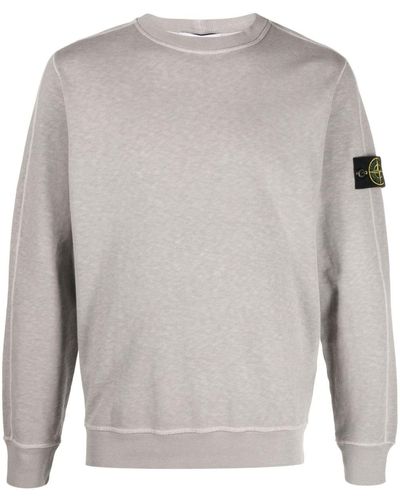Stone Island Grey Sweatshirt With Mock Neck