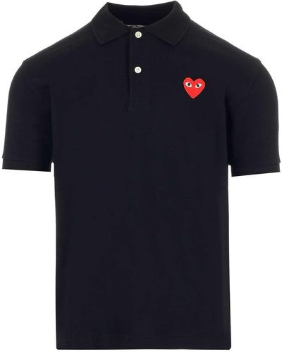 COMME DES GARÇONS PLAY Black Polo Shirt With Small Heart - Blue