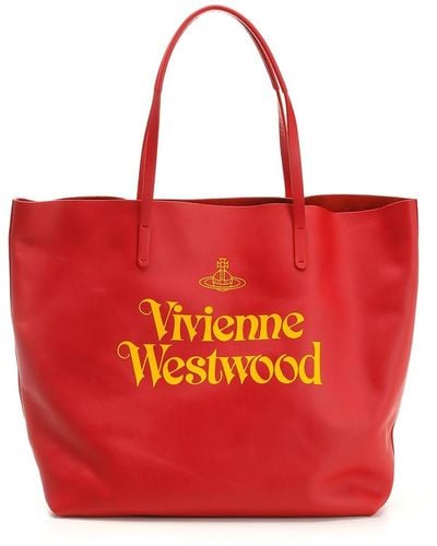 Vivienne Westwood Red Leather Tote Bag