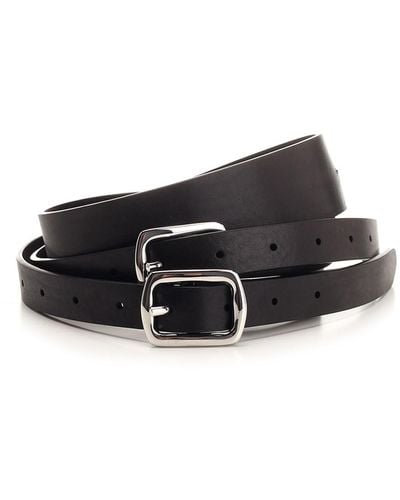 MM6 by Maison Martin Margiela Belt With Double Black Buckle - White