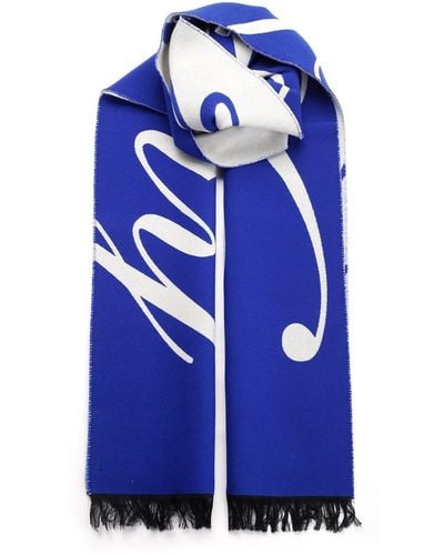 Burberry Wool And Silk Scarf - Blue