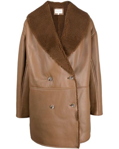 Loulou Studio Namo Double-breasted Shearling-lined Coat - Brown