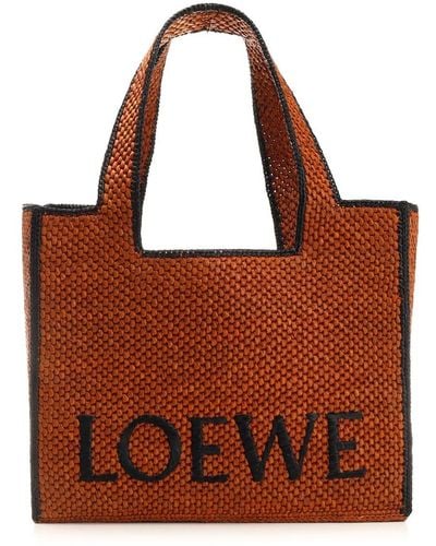 Loewe-Paulas Ibiza Large "font Tote" Hand Bag - Brown