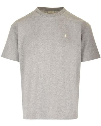 Saint Laurent Cassandre Piqué T-shirt - Grey