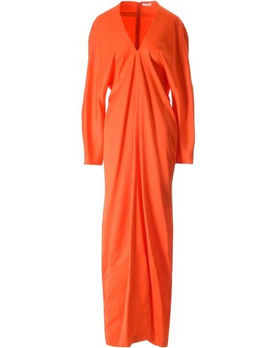 Ferragamo Stretch Viscose Long Dress - Orange