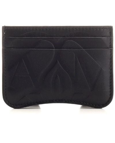 Alexander McQueen Padded Card Holder With Seal Logo - Black