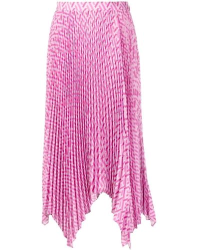 Versace Greca Pleated Midi Skirt - Pink