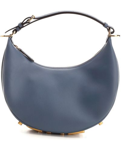 Fendi Graphy Small Bag With Gold Logo - Blue