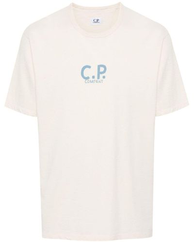 C.P. Company Beige T-shirt With Print On The Back - Natural