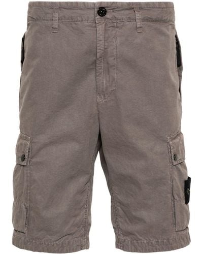 Stone Island Cotton Cargo Shorts - Gray