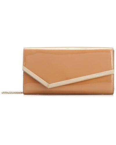Jimmy Choo Emmie Patent Leather Clutch Bag - Natural