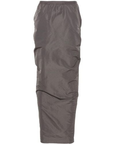 Rick Owens Pillar Cady High-Waist Maxi Skirt - Gray