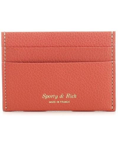 Sporty & Rich Coral Leather Card Holder - Red