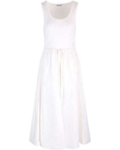 Moncler Midi Dress With Flared Skirt - White