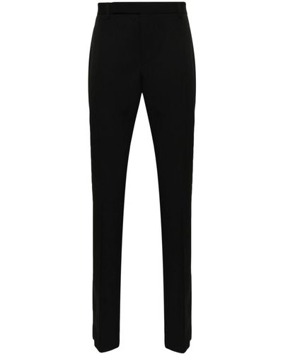 Saint Laurent Tailored Pants In Grain De Poudre - Black