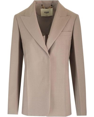 Fendi Deconstructed Tailored Jacket - Natural