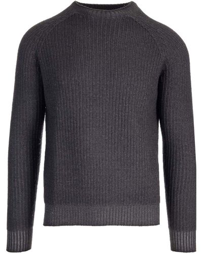 Al Duca d'Aosta Anthracite English Rib Sweater - Grey
