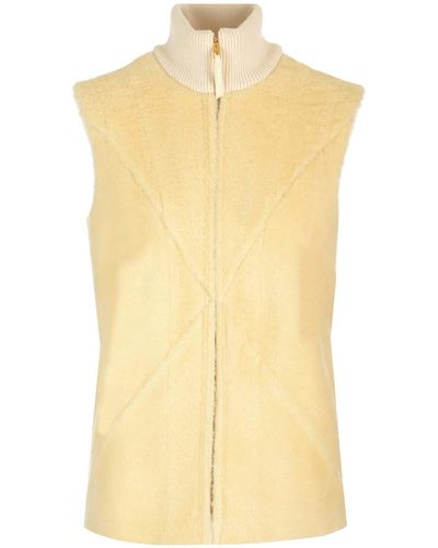 Loewe Luxury Puzzle Fold Vest In Shearling And Wool - Natural