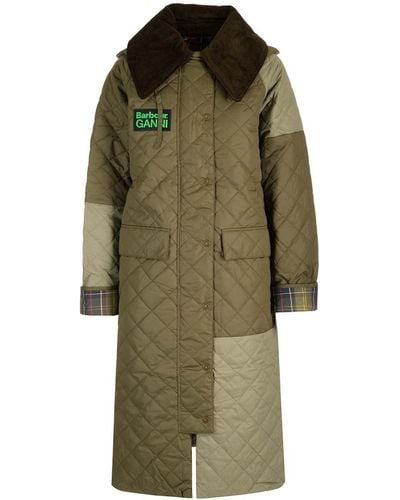 Barbour Quilted Cotton Long Jacket - Green
