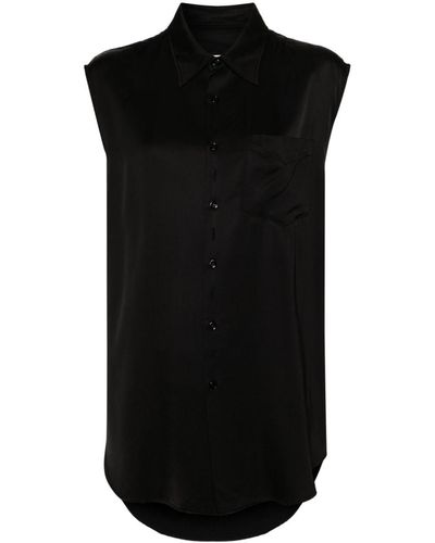 MM6 by Maison Martin Margiela Viscose Shirt With Lived-In Effect - Black