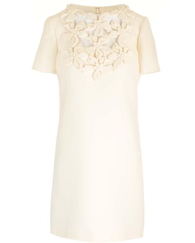 Valentino Garavani "hibiscus" Embroidery Mini Dress - White