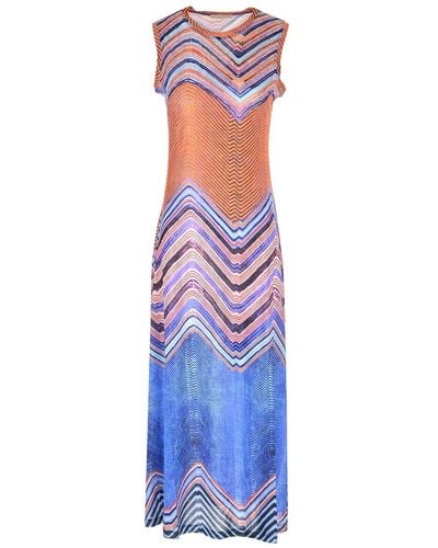 Ulla Johnson Long Orla Dress With Multicolored Graphics - Blue