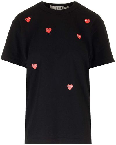 COMME DES GARÇONS PLAY T-shirt With Mini Red Hearts - Black