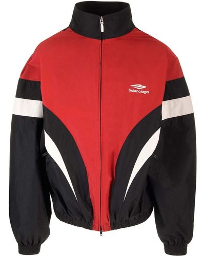 Balenciaga Off Shoulder Tracksuit 3b Sports Icon Jacket - Red