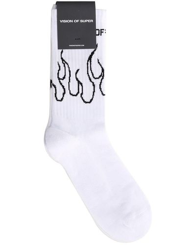 Vision Of Super White "outline Flames" Socks