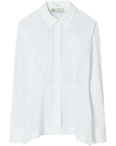 Tory Burch Peplum Cotton-poplin Shirt - White