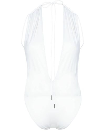 Saint Laurent V-neck Backless One-piece - White