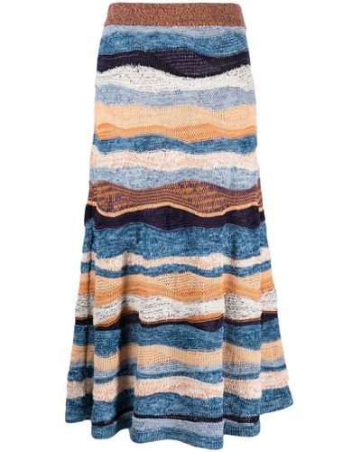 Ulla Johnson Hattie Striped Knitted Skirt - Blue