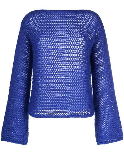 Forte Forte Open-knit Mohair-blend Sweater - Blue