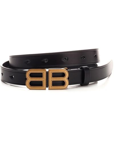 Balenciaga Black "bb Hourglass" Belt - White