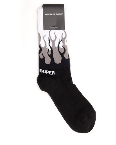 Vision Of Super Double Flames Socks - Black