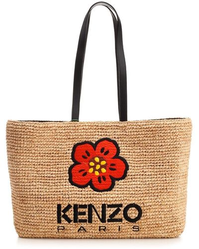 KENZO Large Raffia Tote Bag - Natural