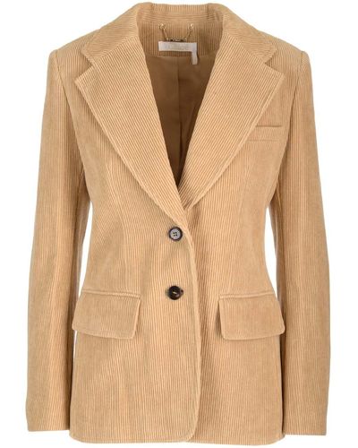 Chloé Single-breasted Corduroy Jacket - Natural