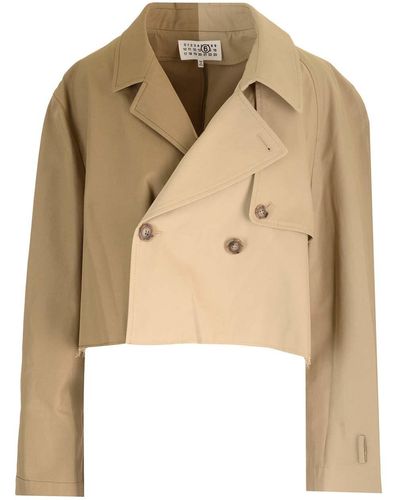 MM6 by Maison Martin Margiela Cropped Trench Coat - Natural