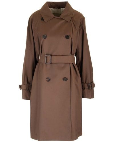 Max Mara The Cube Tan Double-breasted Trench Coat - Brown