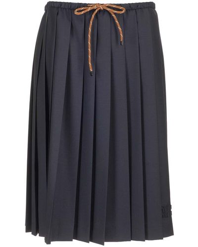 Miu Miu Pleated Batavia Skirt - Blue