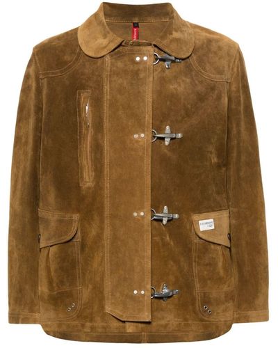 Fay "4 Ganci Archive" Suede Jacket - Brown