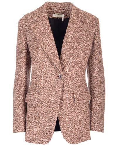 Chloé Wool Tweed Blazer - Pink
