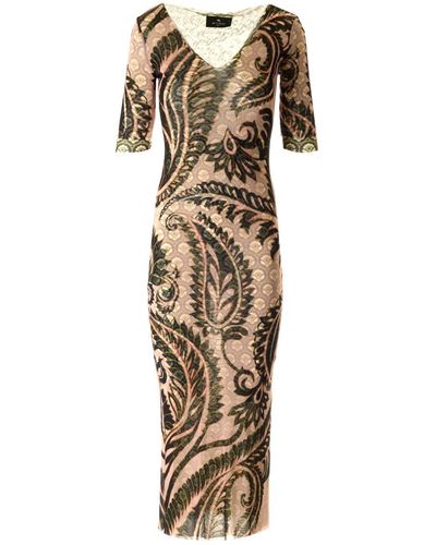 Etro Double Layer Fitted Dress - Metallic