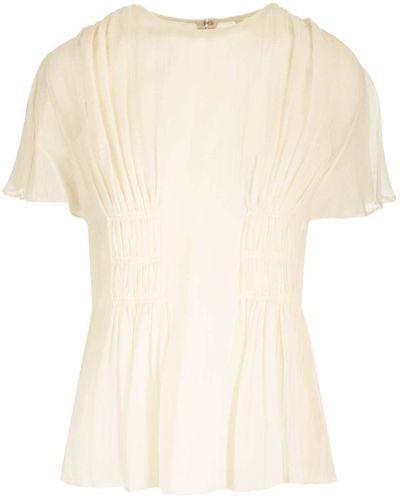 Chloé Top With Cap Sleeves - Natural