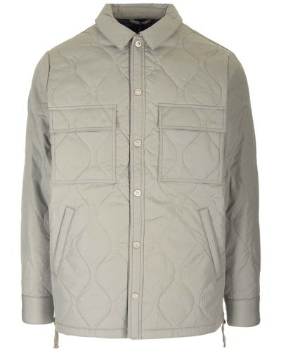 Taion Sage Green Quilted Overshirt - Gray