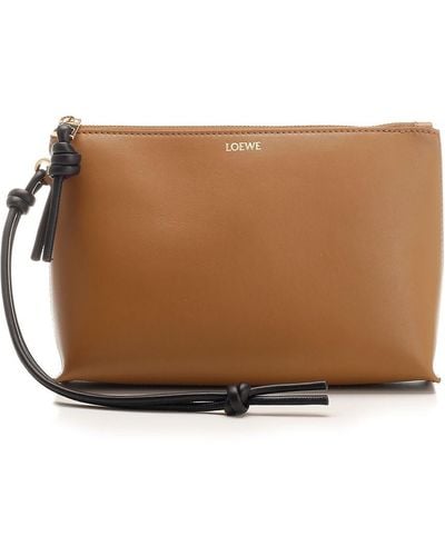 Loewe "t-knot" Nappa Pouch - Brown