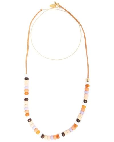 Forte Forte Bead-embellished Double-stranded Necklace - White