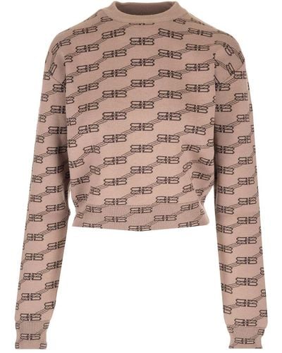 Balenciaga Bb Monogram Sweater - Natural
