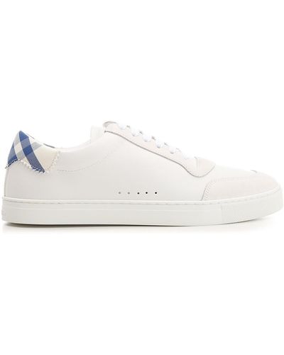 Burberry Check Leather-cotton Sneakers - White