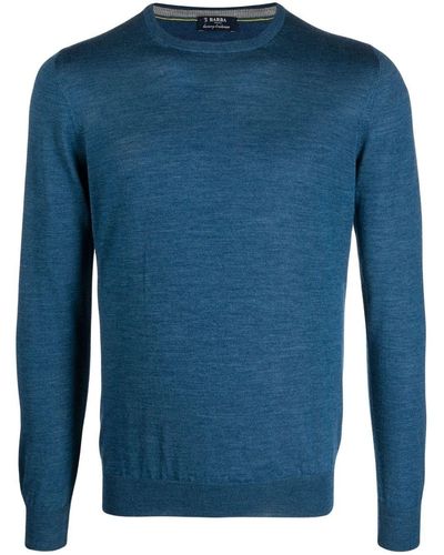 Barba Napoli Petroleum Cotton Sweater - Blue